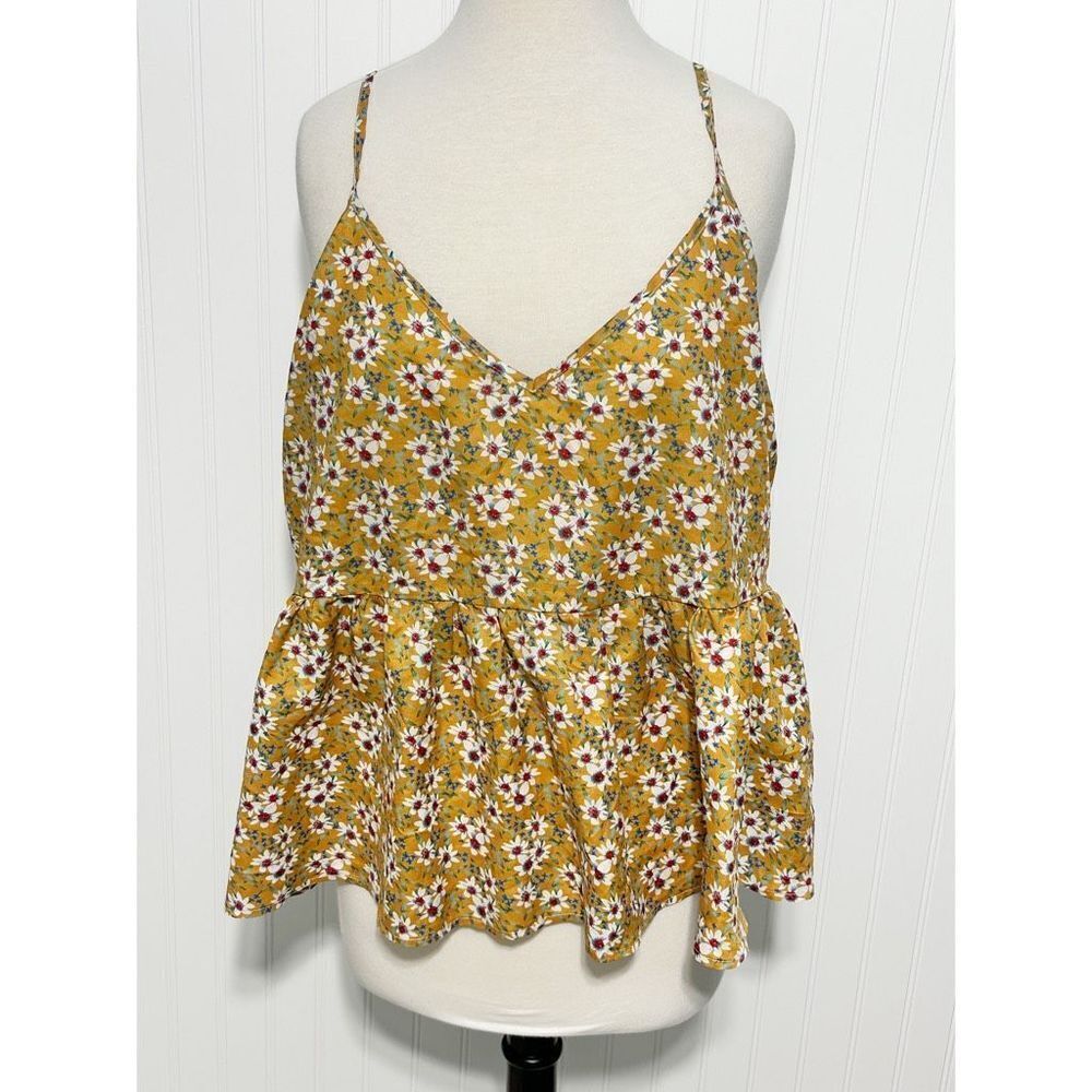 Shein Women's Sleeveless Floral‎ Print Boho Peplum Cami Top Multi-Color Size 1XL